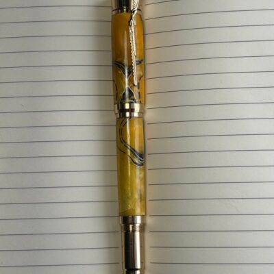 YELLOW MATRIX ACRYLIC 24 KT GOLD PLATE OVER & UNDER SHOTGUN ROLLER PEN